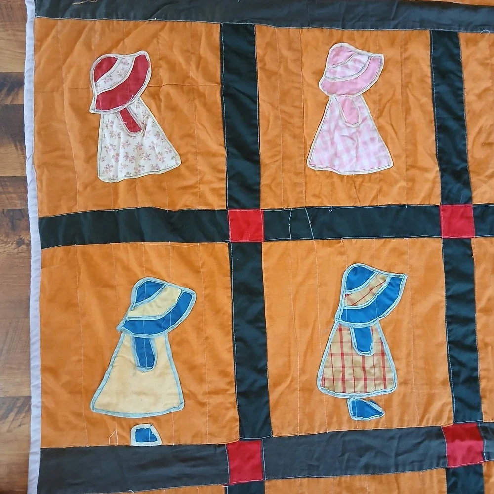 Vtg Sunbonnet Sue Dutch Bonnet Girls Quilt 92x77